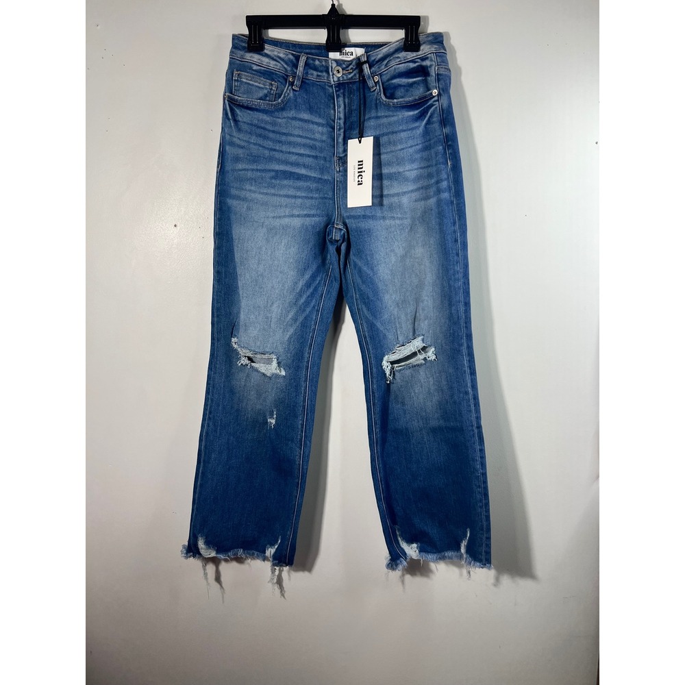 Womens Mica Jeans Super High Wide Leg Distressed 29 NWT MDP W3522DK Cut 92702